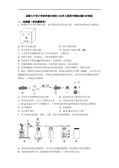 成都七中育才学校学道分校初三初三化学上册期中模拟试题(含答案)