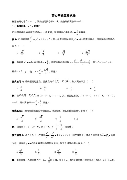 椭圆离心率求法