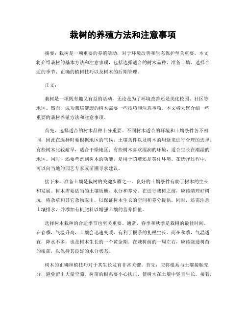 栽树的养殖方法和注意事项