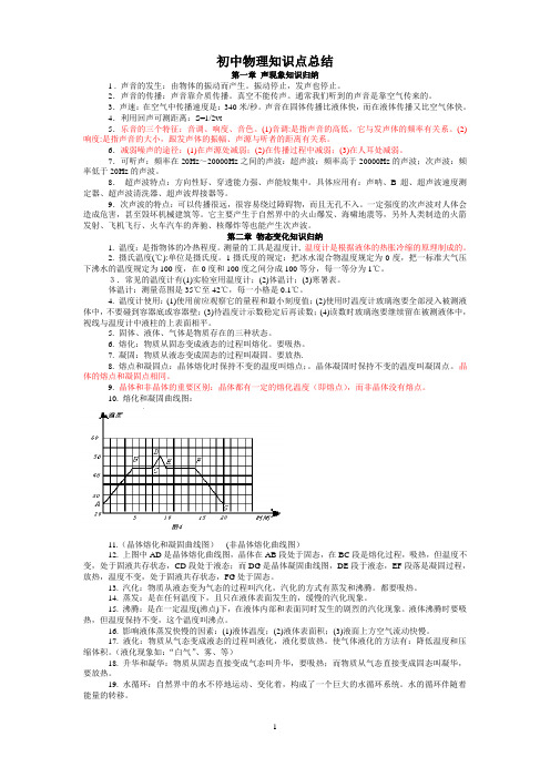 初中物理知识点总结