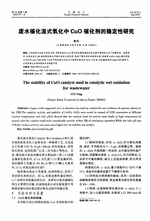 废水催化湿式氧化中CuO催化剂的稳定性研究