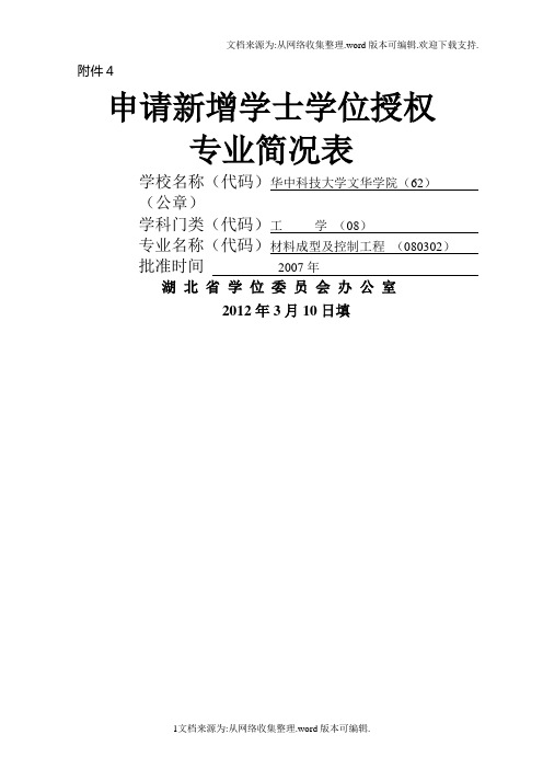 材料成型及控制工程---申请新增学士学位授权-专业简况表