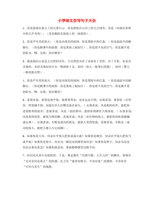 最新小学语文仿写句式精选练习小学升初中必练句式