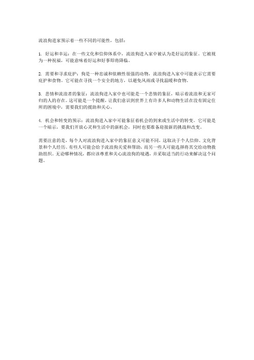 流浪狗进家预示什么