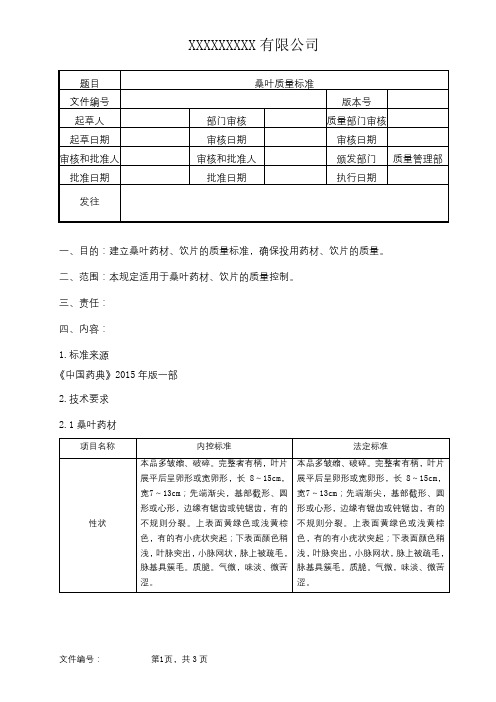 桑叶质量标准