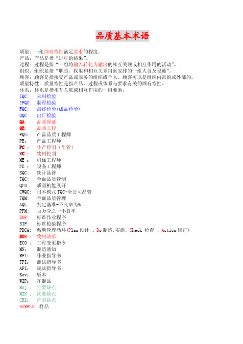 品质的术语