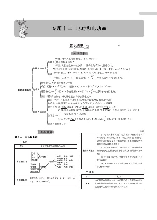 备战2020中考物理：专题十三 电功和电功率(知识梳理+例题)  PDF