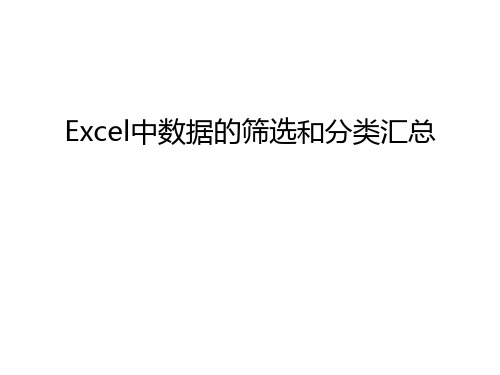 Excel中数据的筛选和分类汇总电子教案