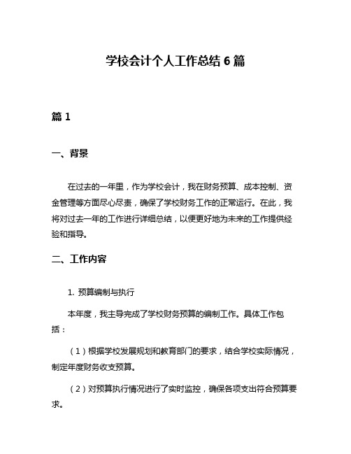 学校会计个人工作总结6篇