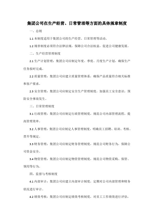 集团公司在生产经营、日常管理等方面的具体规章制度