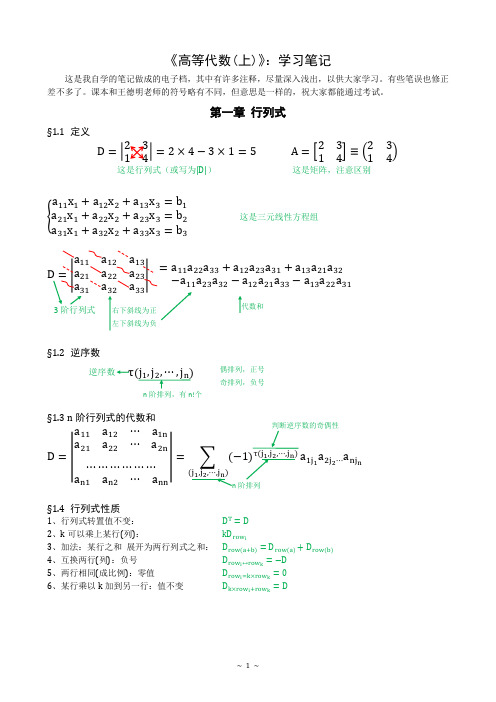 (完整word版)《高等代数》：学习笔记