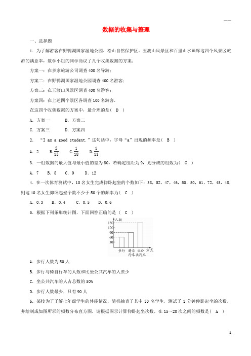 2019七年级数学上册 专题复习 第六章 数据的收集与整理 (新版)北师大版