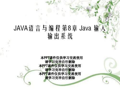 JAVA语言与编程第8章 Java 输入输出系统