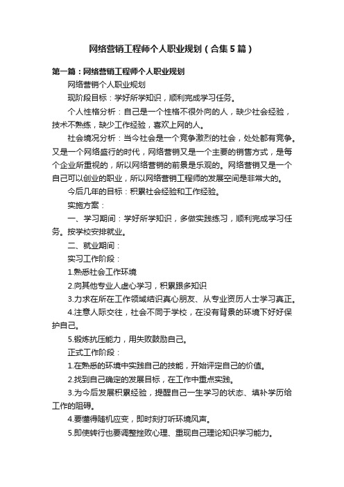 网络营销工程师个人职业规划(合集5篇)