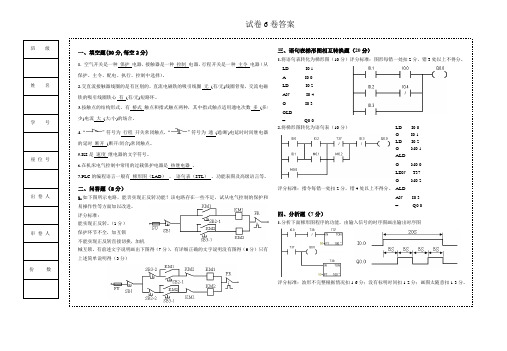 PLC试卷6答案评分标准