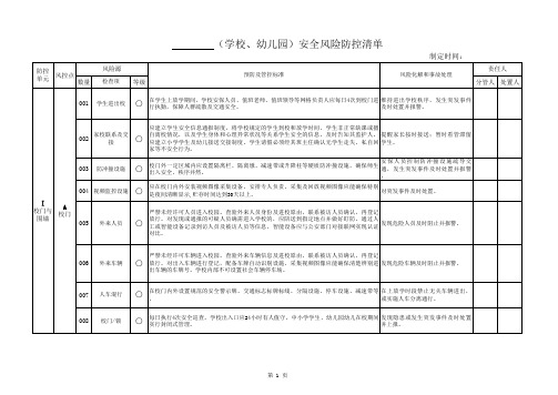 (学校、幼儿园)安全风险防控清单