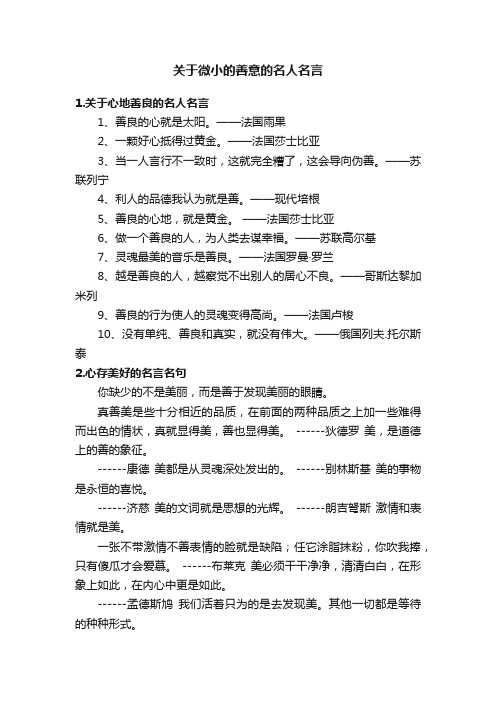 关于微小的善意的名人名言