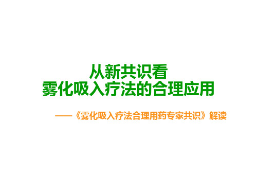 雾化吸入合理用药专家共识解读