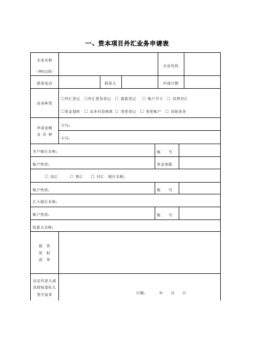 外商投资企业外汇登记表格