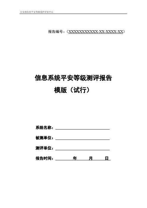 信息系统安全等级测评报告模版(试行)(公信安[2024]1487)