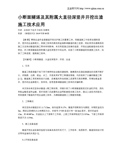 小断面隧道及其附属大直径深竖井开挖出渣施工技术应用