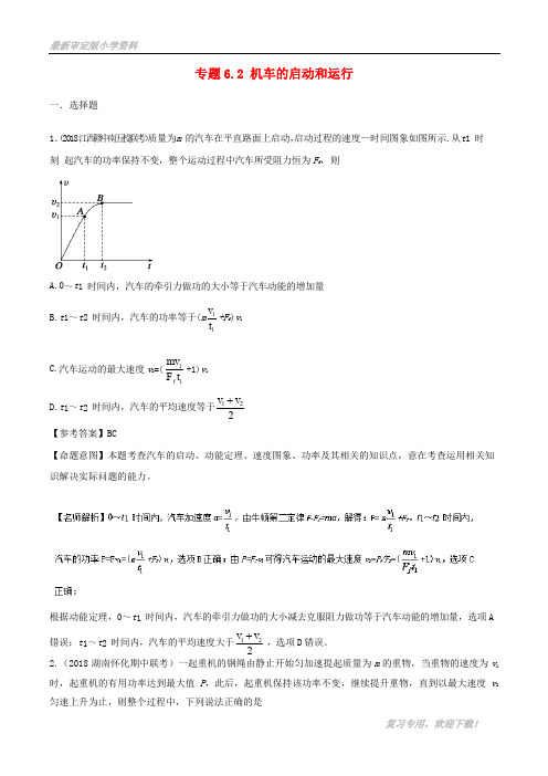 2019-2020【提分必做】年高考物理一轮复习 专题6.2 机车的启动和运行千题精练