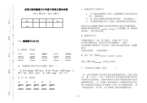 北师大版突破练习六年级下册语文期末试卷