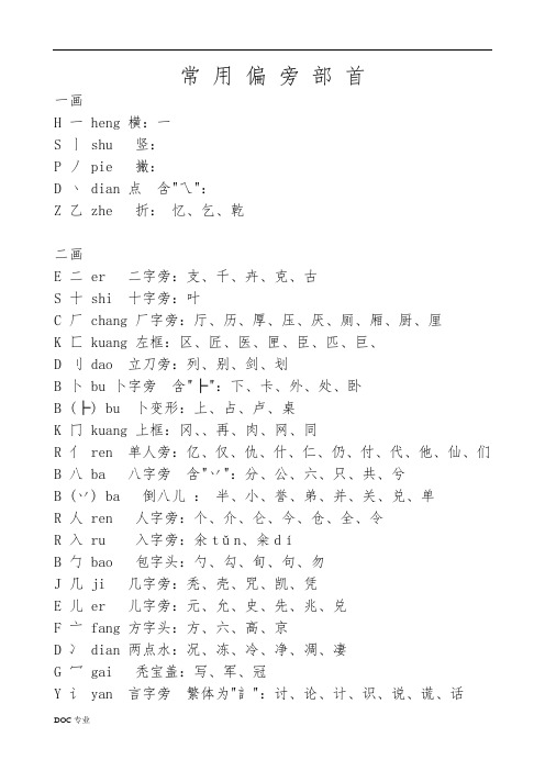 小学常用偏旁部首组字