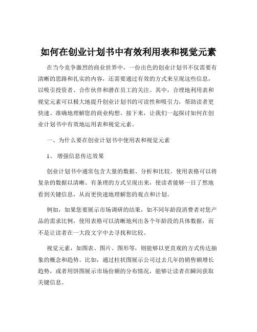 如何在创业计划书中有效利用表和视觉元素