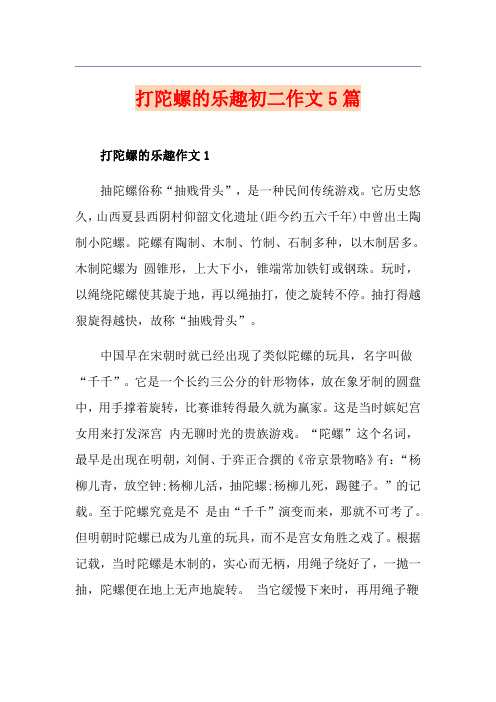 打陀螺的乐趣初二作文5篇