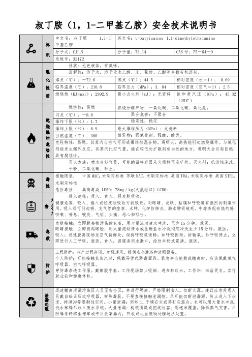 【叔丁胺(1,1-二甲基乙胺)】MSDS 安全技术说明书(精编版)