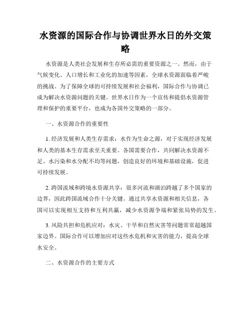 水资源的国际合作与协调世界水日的外交策略