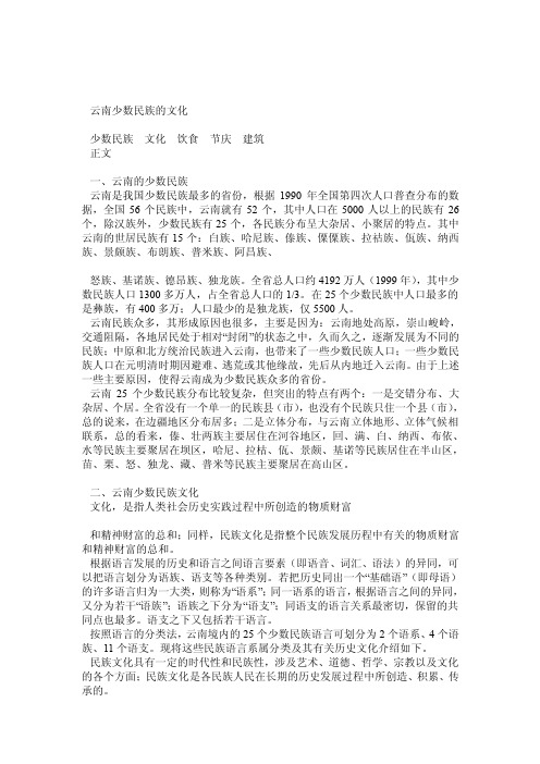 云南少数民族风情与文化