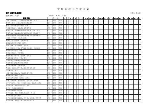 餐厅包厢卫生检查表.2012-5月