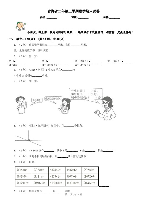 青海省二年级上学期数学期末试卷(练习)