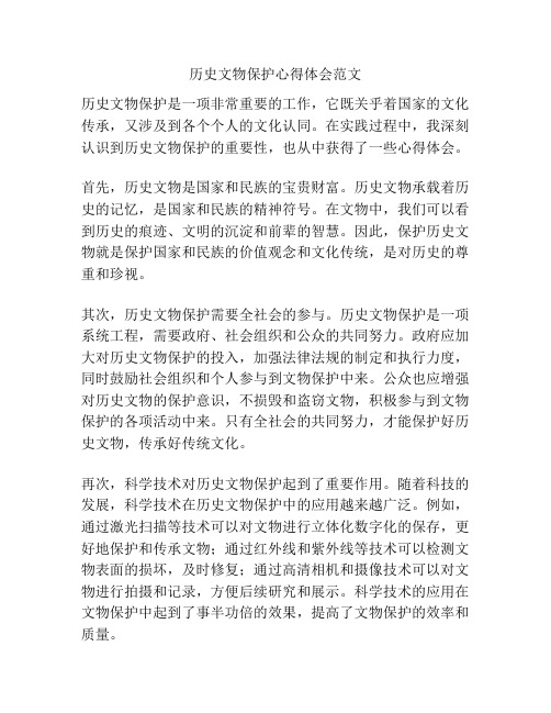 历史文物保护心得体会范文