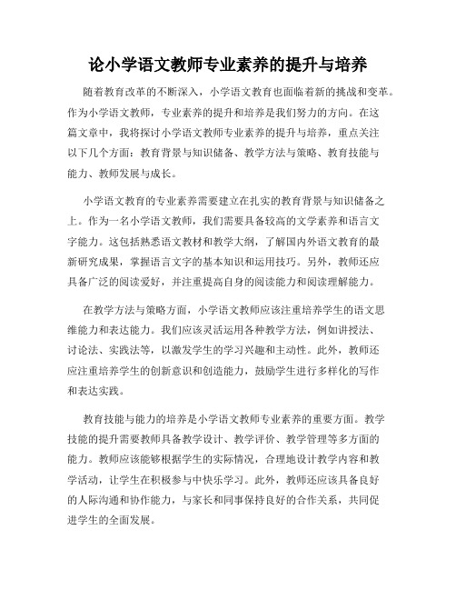 论小学语文教师专业素养的提升与培养