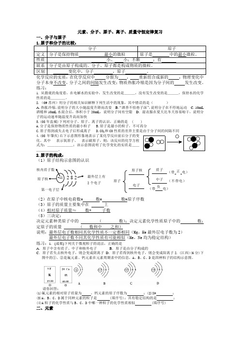 分子、原子、离子归纳