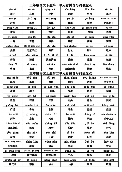 三年下词语盘点