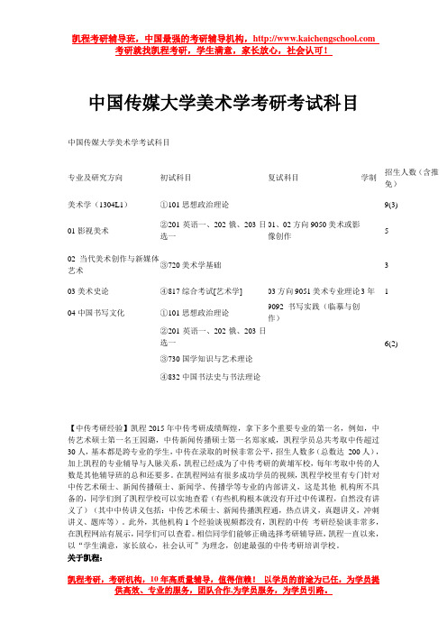 中国传媒大学美术学考研考试科目