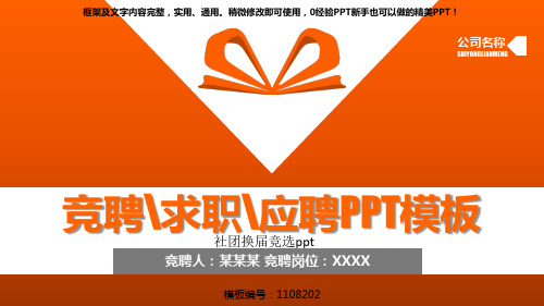 【通用PPT】社团换届竞选ppt