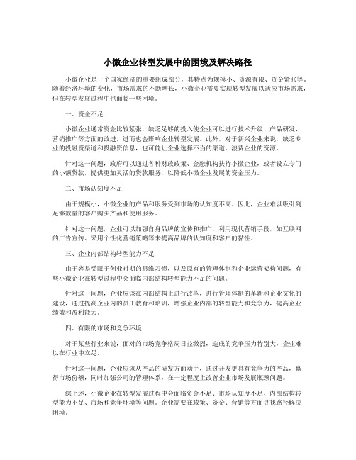 小微企业转型发展中的困境及解决路径