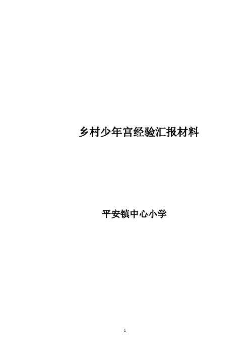 少年宫经验汇报材料