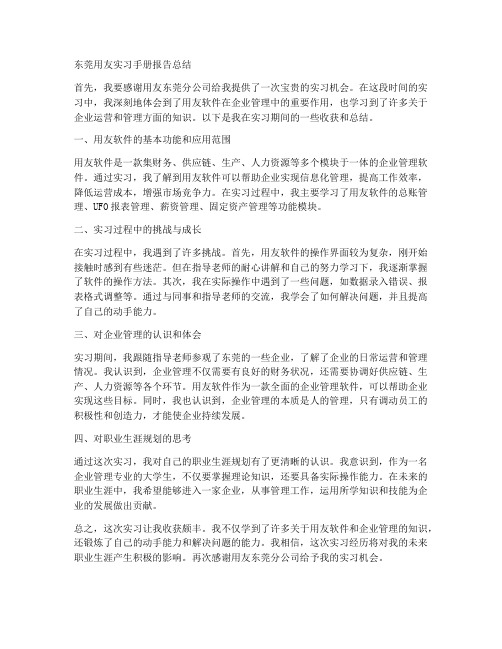 东莞用友实习手册报告总结