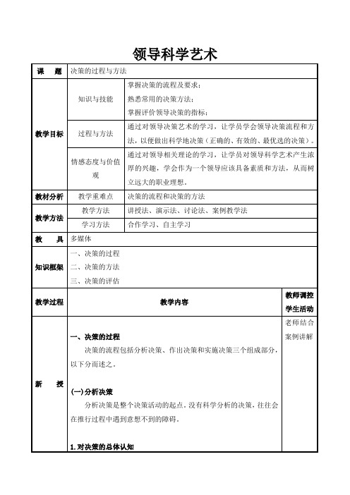 领导科学艺术：决策的过程与方法