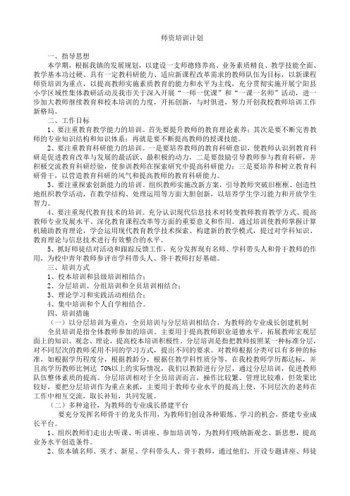 师资培训计划2015