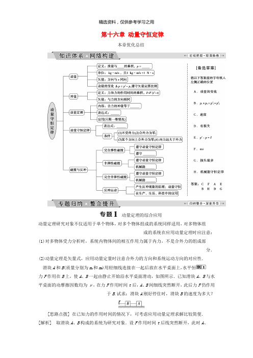 精品-2019年高中物理第十六章动量守恒定律优化总结学案新人教版选修3_5