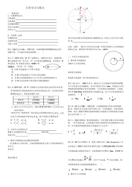 万有引力与航天专题复习学案(自己整理较全)