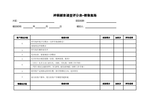 xx物业神秘人调查评分表-销售案场