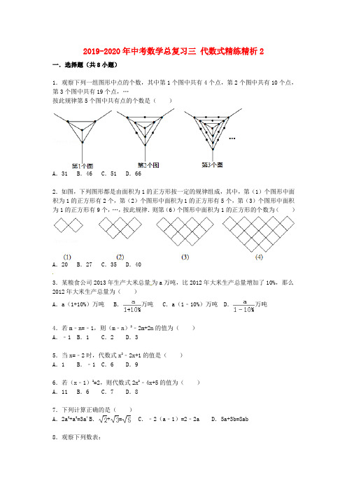 2019-2020年中考数学总复习三 代数式精练精析2